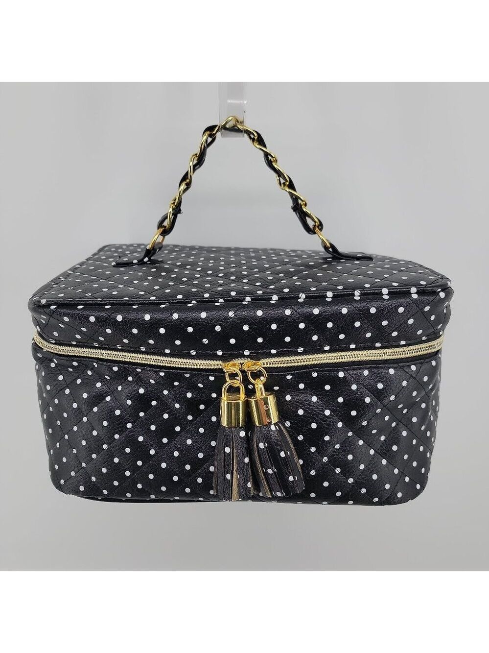 CHI Travel Makeup & Hair Tool Case Polka Dot Quilted Cosmetic Organizer Bag
